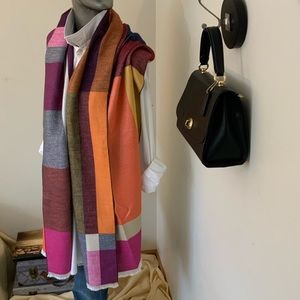 Abstract Print Color Block Wrap Blanket Scarf NWOT
